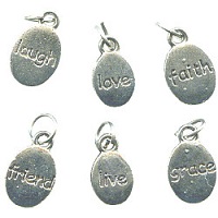 10mm - 12mm  Silvertone Cast Pewter WORD CHARMS Assortment
