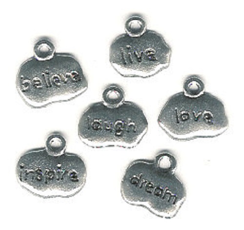 11x14mm *WORDS* Silvertone Cast Pewter Charm Assortment