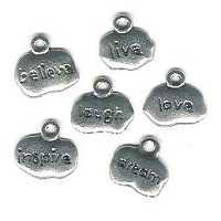 11x14mm *WORDS* Silvertone Cast Pewter Charm Assortment