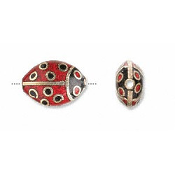 12x16mm Gold & Red Cloisonne LADY BUG Beads