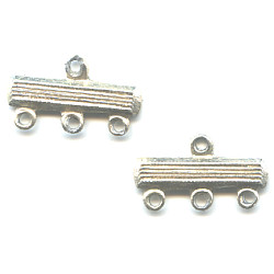 10x17mm Nickel-Plated Brass Three-Loop SPACER BAR / CONNECTORS