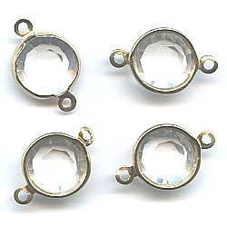 12mm dia. Gold-Plated, Glass Jewel Round LINK CONNECTORS