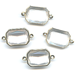 15x20mm Gold-Plated, Glass Jewel Rectangular LINK CONNECTORS