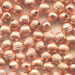 3mm Copper FLUTED ROUND Beads