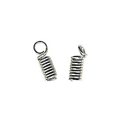 5x8mm Nickel Plated Brass Coiled CORD TIPS with Loop