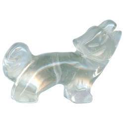 18x25mm Crystal Rock Quartz COYOTE/WOLF Animal Fetish Bead