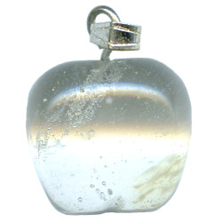 14mm Crystal Rock Quartz APPLE Charm / Pendant - with Bail