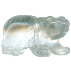 14x20mm Crystal Rock Quartz 3-D BEAR Animal Fetish Bead
