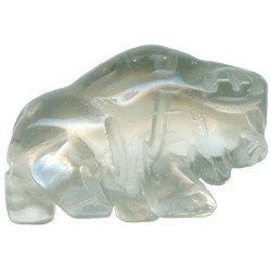 15x22mm Crystal Rock Quartz 3-D BUFFALO Animal Fetish Bead