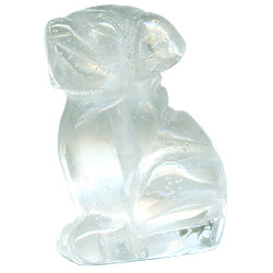 15x22mm Crystal Rock Quartz DOG Animal Fetish Bead