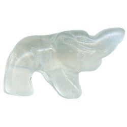 15x22mm Crystal Rock Quartz 3-D ELEPHANT Animal Fetish Bead