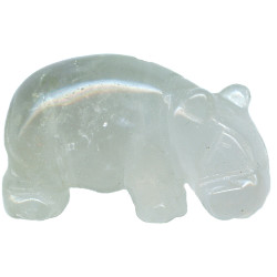 14x22mm 3-D Crystal Rock Quartz HIPPO Animal Fetish Bead