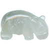 14x22mm 3-D Crystal Rock Quartz HIPPO Animal Fetish Bead