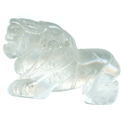 16x22mm Crystal Rock Quartz 3-D LION Animal Fetish Bead