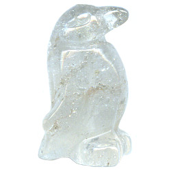 12x22mm Crystal Rock Quartz 3-D PENGUIN Animal Fetish Bead