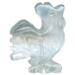 16x20mm Crystal Rock Quartz ROOSTER Animal Fetish Bead