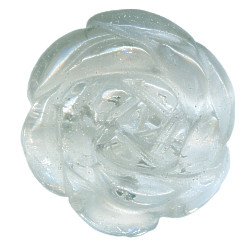 22mm Crystal Rock Quartz Carved ROSE Bead