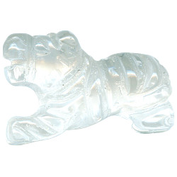 16x22mm Crystal Rock Quartz 3-D TIGER Animal Fetish Bead