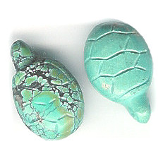 3/4" x 1" Natural Chinese Turquoise TURTLE Animal Fetish Bead