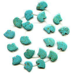 12x15mm Stabilized Blue Chinese Turquoise Zuni BEAR Beads