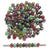 2x3mm True2™ CZECH Fire Polish Mini Spacer RONDELLE Beads: Boho Mix