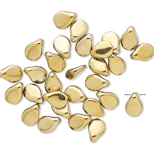 5x7mm Opaque Metallic Light Gold Czech Pressed Glass PIP (Drop) Beads