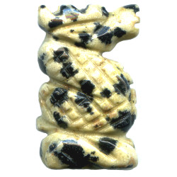 14x22mm Dalmatian Jasper STANDING DRAGON Animal Fetish Bead