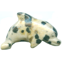 15x25mm 3-D Dalmatian Jasper DOLPHIN Animal Fetish Bead