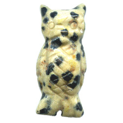 14x30mm Dalmatian Jasper (Flat-Back) OWL Animal Fetish Pendant/Focal Bead