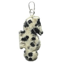12x25mm Dalmatian Jasper SEAHORSE Animal Fetish Charm/Pendant Bead - With Bail
