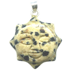 18mm Dalmatian Jasper SUN FACE Charm/Pendant Bead - with Loop & Bail