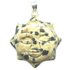 18mm Dalmatian Jasper SUN FACE Charm/Pendant Bead - with Loop & Bail