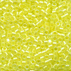 DB0053: 11/o MIYUKI DELICAS - Transparent, Light Yellow Lined, Iridescent (A/B)
