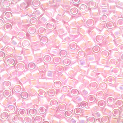 DB0055: 11/o MIYUKI DELICAS - Transparent, Pale Pink Lined, Iridescent (A/B)