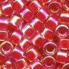 DB0075: 11/o MIYUKI DELICAS - Transparent, Cranberry Red Lined, Iridescent (A/B)