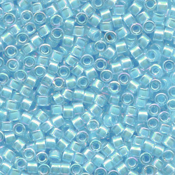 DB0076: 11/o MIYUKI DELICAS - Transparent, Medium Blue Lined, Iridescent (A/B)