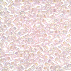 DB0082: 11/o MIYUKI DELICAS - Transparent,  Light Pink Lined, Iridescent (A/B)
