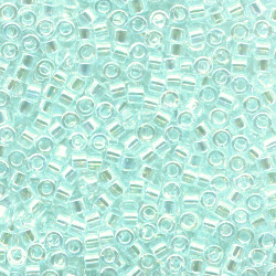 DB0083: 11/o MIYUKI DELICAS - Transparent, Light Blue Lined, Iridescent (A/B)