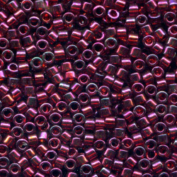 DB0105: 11/o MIYUKI DELICAS - Translucent Dark Garnet Red, Gold Luster