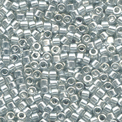 DB0114: 11/o MIYUKI DELICAS - Transparent Grey, Silver Luster