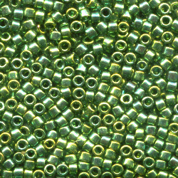 DB0125: 11/o MIYUKI DELICAS - Translucent Emerald, Gold Luster