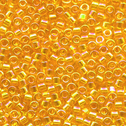 DB0151: 11/o MIYUKI DELICAS - Transparent Tangerine, Iridescent (A/B)