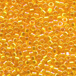 DB0151: 11/o MIYUKI DELICAS - Transparent Tangerine, Iridescent (A/B)