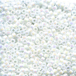 DB0202: 11/o MIYUKI DELICAS - Opaque White, Iridescent (A/B)