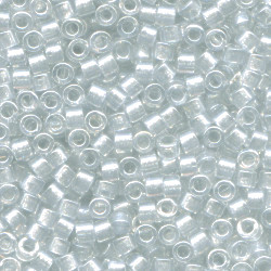 DB0271: 11/o MIYUKI DELICAS - Transparent, Silvery Grey Lined, Pearl Luster