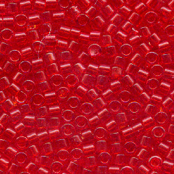DB0704: 11/o MIYUKI DELICAS - Trans. Tangerine (Red)