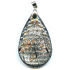 28x44mm Black, Copper & Silver Dichroic Glass Teardrop Pendant