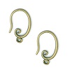 9x16mm Plated Brass EAR HOOKS, Swirl with Bottom Loop - Bronze