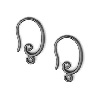 9x16mm Plated Brass EAR HOOKS, Swirl with Bottom Loop - Gun Metal Black