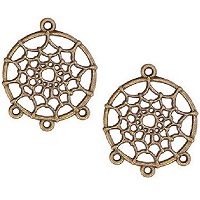 28mm Brass-Tone Metal Dreamcatcher EARRING HOOPS / CHANDELIER Components, 3 Bottom Loops